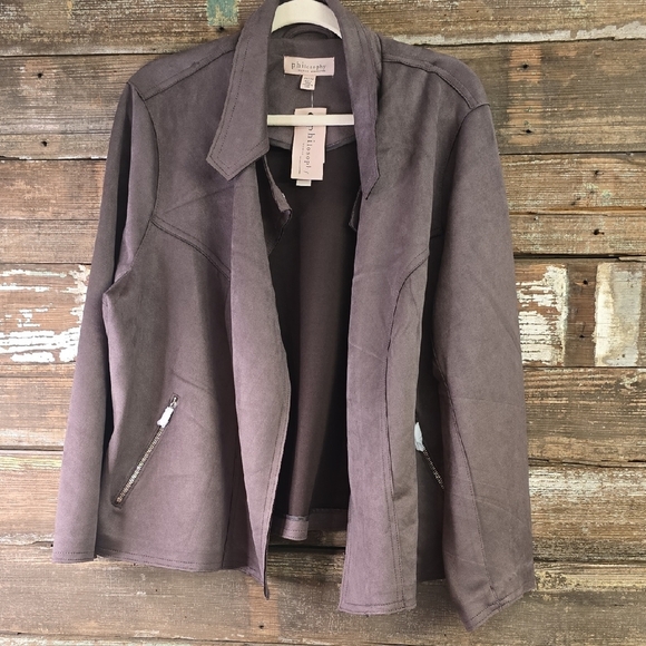 Philosophy Women's Faux Leather Gray Jacket, Plus Size 2X, NWT - Picture 1 of 5